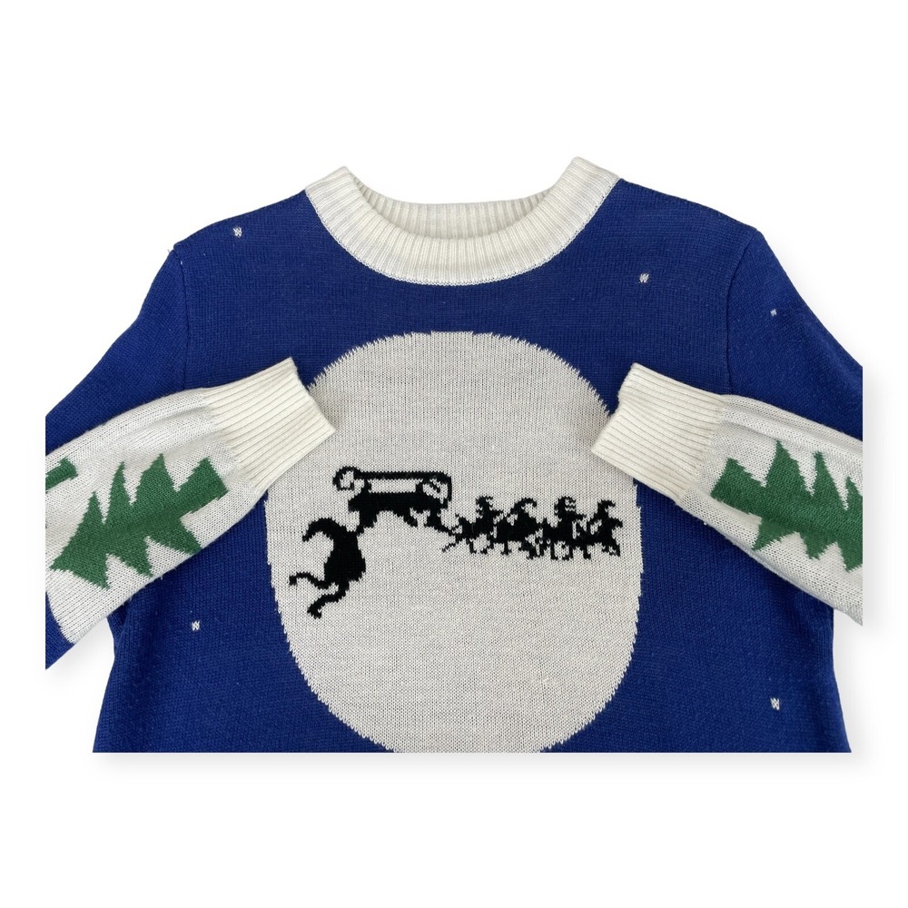 Tipsy Elves Christmas Sweater Mens M‎ Santa Clause falling off Sleigh Reindeer